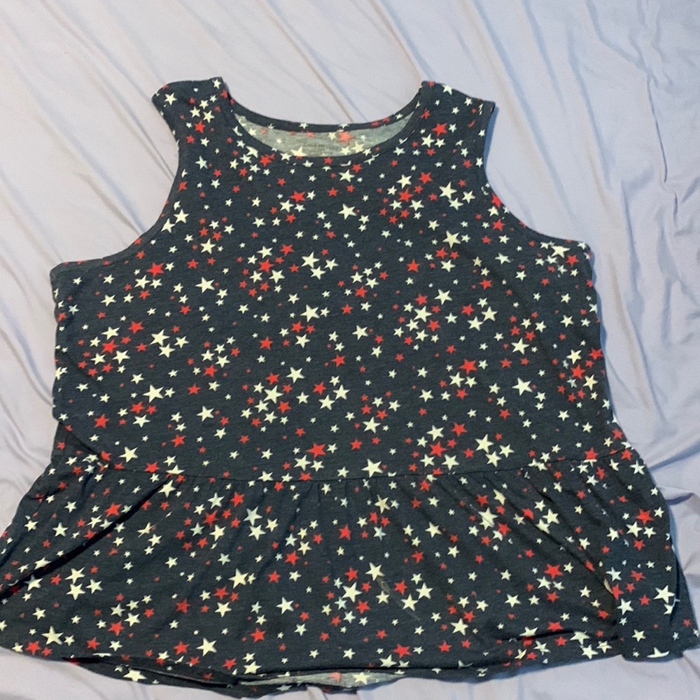Lane Bryant peplum style red white and blue stars tank. Size 22/24